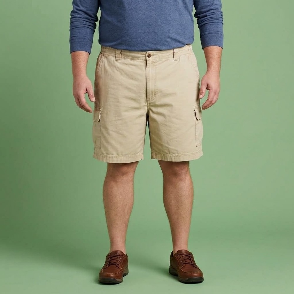 L.L. Bean Comfort Waist Cargo Shorts Mens 44 Tan Cotton 224994 EUC